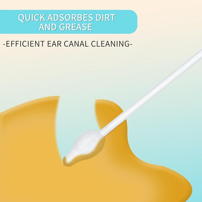 Dog Ear Cleaner Infection Treatment Ear Cleaning Swabs Qtips, Safe Gourd-Shaped Design for Dog and Cat Cleaning, Pet Ear Cleaner Solution, Tools to Prevent Ear Injuries and Irritation-Large