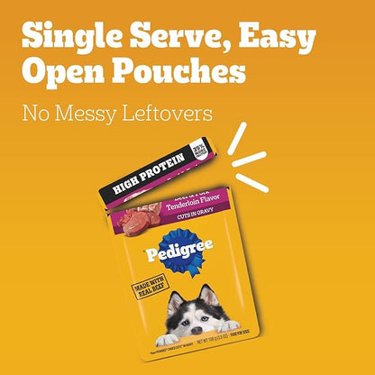 Pedigree High Protein Adult Soft Wet Dog Food Variety Pack, 3.5 oz Pouches, 30 Count