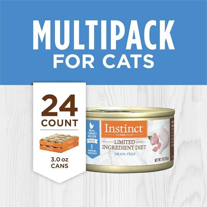 Instinct Limited Ingredient Diet Grain Free Real Turkey Recipe Natural Wet Canned Cat Food by Nature's Variety, 3 oz. Cans (Case of 24)