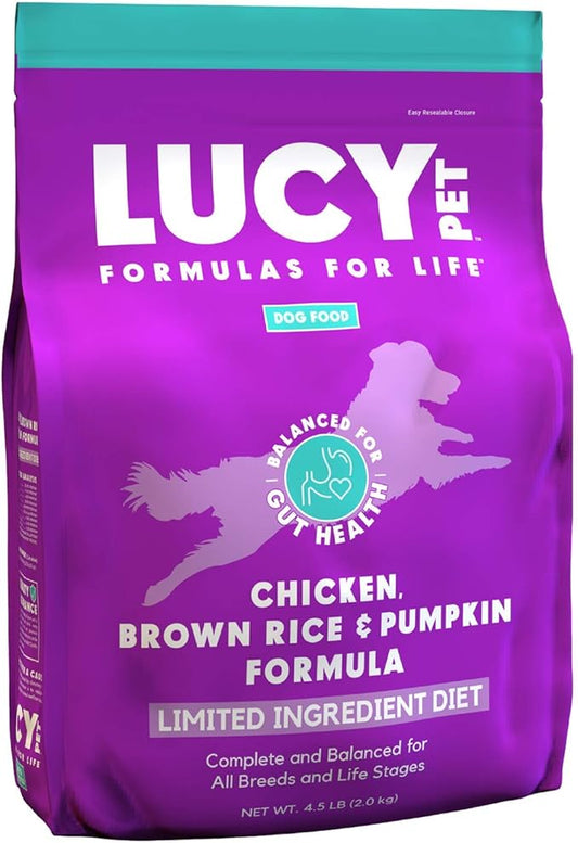 Lucy Pet Products Formulas for Life - Limited Ingredient Diet Dry Dog Food, All Breeds & Life Stages - Chicken, Brown Rice & Pumpkin, Multi, 4.5 lb