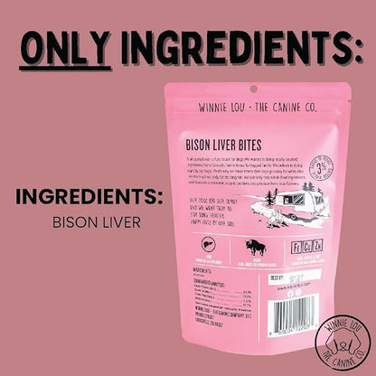 Winnie Lou Jerky Organic Jerky Dog Treats Made in The USA – Human Grade Dog Treats – Dog Jerky Treats – All Natural Dog Treats – Healthy Dog Treats (Bison Liver Bites) - 2 Pack