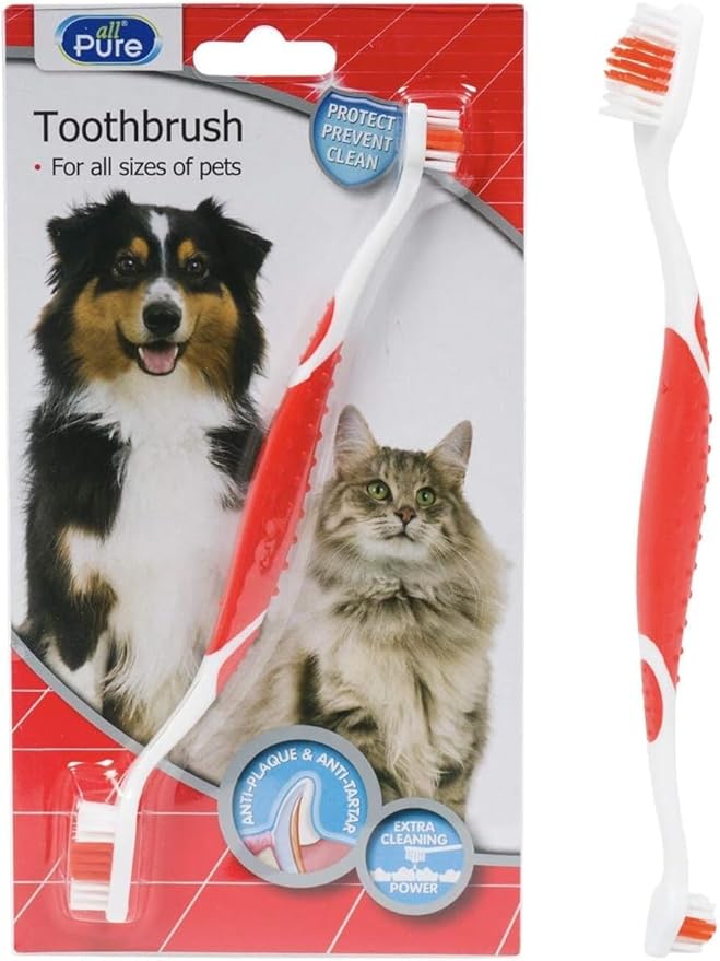 Pet Toothbrush for Dogs and Cats Easy Dental Cleaning Pet Dental Care Toothbrush with Soft Bristles, Red