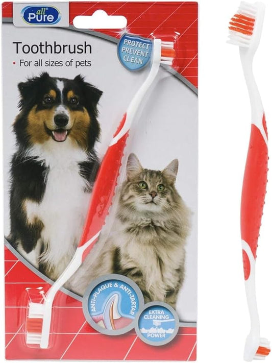 Pet Toothbrush for Dogs and Cats Easy Dental Cleaning Pet Dental Care Toothbrush with Soft Bristles, Red