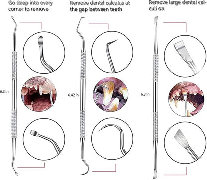 Teeth Cleaning Kit Dog Plaque Tartar Remover Tools Pet Dental Tooth Scaler and Scraper Silicone Finger Toothbrush for Puppy Cats Tooth Pick Stone Remover Dogs Oral Care Hygiene Cleaning Tools (12Pcs)