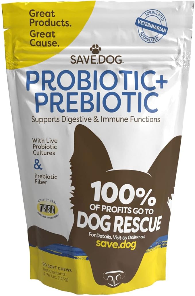 Probiotics for Dogs – Dog Probiotic Chews for Dogs with Clinically-Studied BC30 Probiotic + Prebiotic for Digestive & Immune Health - Dog Supplement with a Cause (90 Chews)