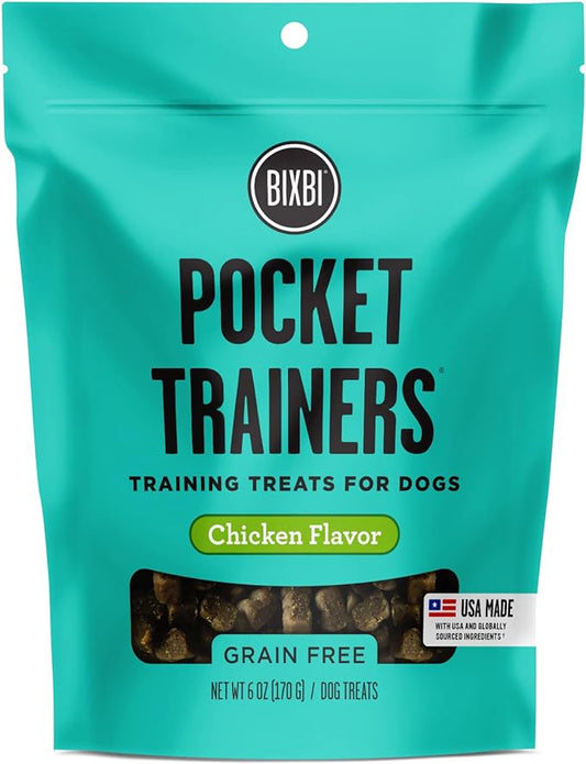 BIXBI Pocket Trainers, Chicken (6 oz, 1 Pouch) - Small Training Treats for Dogs - Low Calorie and Grain Free Dog Treats, Flavorful Pocket Size Healthy and All Natural Dog Treats