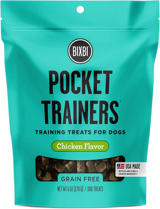 BIXBI Pocket Trainers, Chicken (6 oz, 1 Pouch) - Small Training Treats for Dogs - Low Calorie and Grain Free Dog Treats, Flavorful Pocket Size Healthy and All Natural Dog Treats