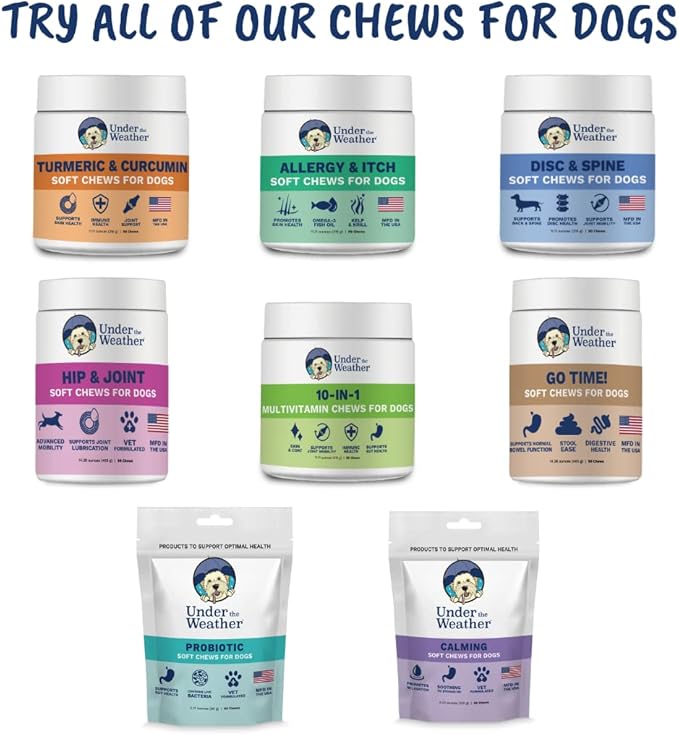 Under The Weather Pet Disc & Spine Health Chews for Dog | Vet Formulated Dog Chews Spinal Disc Support Supplement | Great for Dachshunds & Long Back Breeds with IVDD, Back & Joint Arthritis