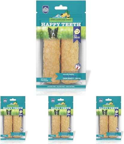 Himalayan Dog Chew Happy Teeth Yak Cheese Dog Chews Dental Chews, 100% Natural, Long Lasting, Gluten Free, Healthy & Safe Dog Treats for Oral Health, Lactose & Grain Free, Protein Rich, 2 Chews