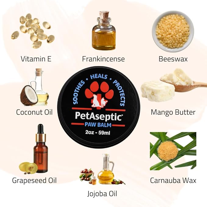 Paw Balm for Dogs | Soothes, Heals, & Protects Paws | 100% All Natural Oils & Waxes | Protects Against Snow, Ice, Hot Pavement | All Seasons Protection | Provides Fast Relief | 2oz Tin