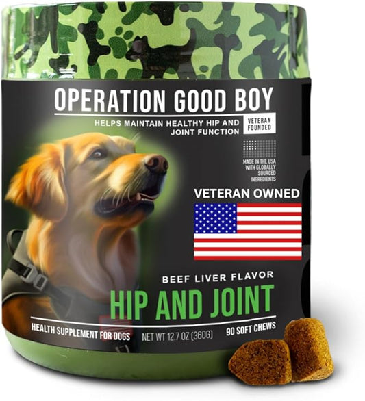 Operation Good Boy - SRE: Hip and Joint Supplement for Pets - 90 Count Soft Chews - 12.7oz - Made Natural Ingredients - Veteran Owned