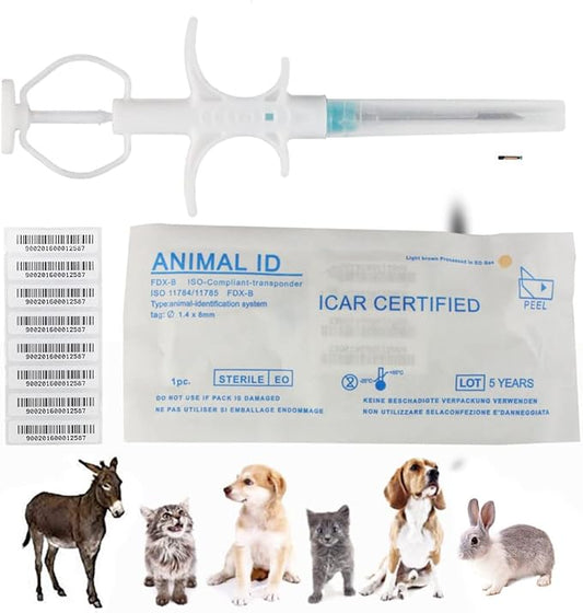 10 Packs 1.4x8mm, VENREA Universal Pet Microchip 134.2khz Registration Animal Implant Chip FDX-B Pet ID Microchip for The Management and Tracking of Dog Cat Cow Pig Rabbit Pigeon Fish