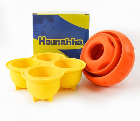 Freezable Fillable Dog Toys: Long-Lasting Rubber Dog Chew Toy with Silicone Treat Tray, Distracts Your Pup from Boredom, Reusable & Dishwasher Safe, for Large Dogs 25lbs+, Orange