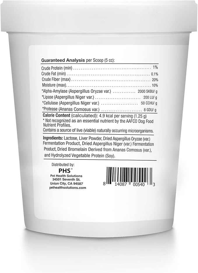 PHS Syner-G Digestive Enzymes Supplement for Dogs and Cats - Enzymes Alpha-Amylase, Lipase, Cellulase, and Protease - Digestion Support, Absorption of Nutrients, Skin Health - Made in USA - 454 grams