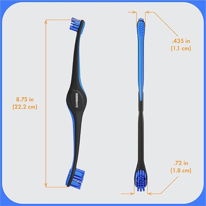 Dual-Size Angled Soft Brush Heads Toothbrush for Pet Puppies, Dogs, and Cats - Ergonomic Handle, Long Neck, Special Rubber Stimulators - Dental Care Tool for Healthy Oral Hygiene