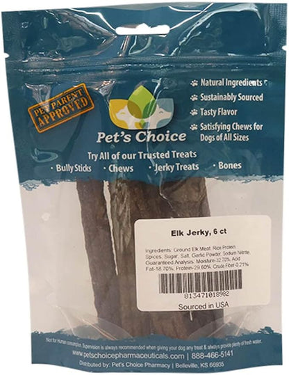 Pet's Choice Natural Dog Treats, Elk Jerky, 6 Count, Brown (0001-6PK)