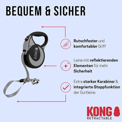 Alcott Kong Ultimate Retractable Dog Leash, Extra Large, Blue, 16' Long