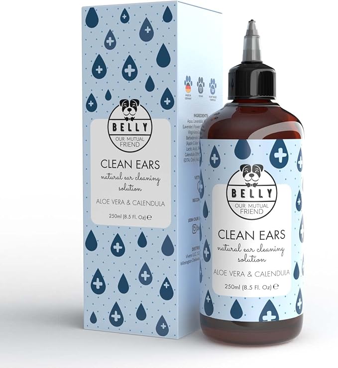 Belly Dog Ear Cleaner - Natural Ear Cleaner for Dogs: for Waxy Ear Canals. Ear Wash for Dogs for Dog Itchy Ears - Dog Ear Wipes Alternative, 8.5 Fl Oz