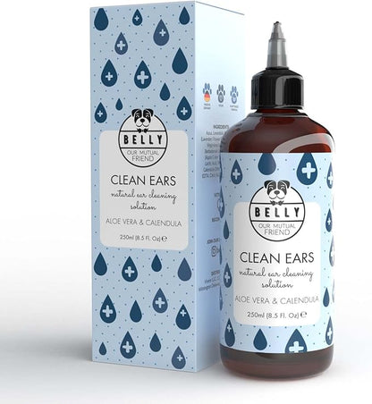 Belly Dog Ear Cleaner - Natural Ear Cleaner for Dogs: for Waxy Ear Canals. Ear Wash for Dogs for Dog Itchy Ears - Dog Ear Wipes Alternative, 8.5 Fl Oz