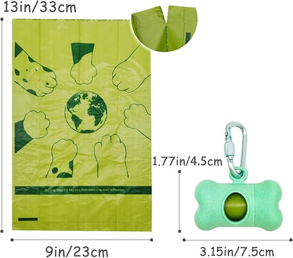 Bag Dispenser Dog Poop Bags Holder Dog Waste Bags Dispenser with Leak-Proof Green Poop Bags for Leash On The Go for Walking Dogs Outdoor(2 Holders 30 Bags,Mint Green)