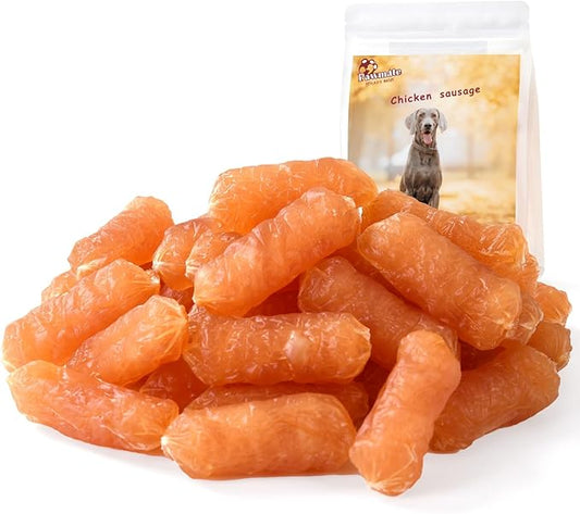Dog Treats Chicken Sausage, Natural Chicken Jerky Training Treats for Dogs w/Glucosamine, Chondroitin, MSM and Taurine, Low Fat Soft Chewy Snacks 10.58oz