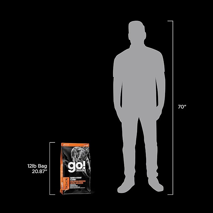 GO! SOLUTIONS Skin + Coat Care - Dry Dog Food, 12 lb - Salmon Recipe with Grains for All Life Stages - Complete + Balanced Nutrition for Dogs