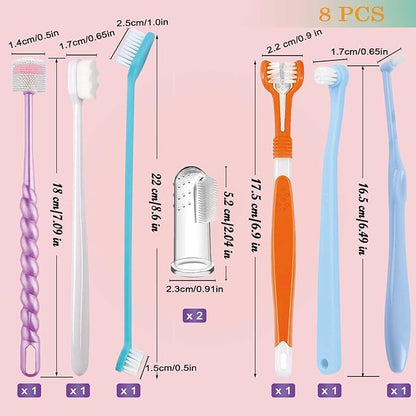 Dog Toothbrush Set,360º Finger Toothbrush for Pet Teeth Cleaning,Puppy Tooth Brushing Kit,Small Dog&Cat Tooth Brushes with Soft Bristles/Triple Head/Dual Side Toothbrush for Kitten Oral Dental Health