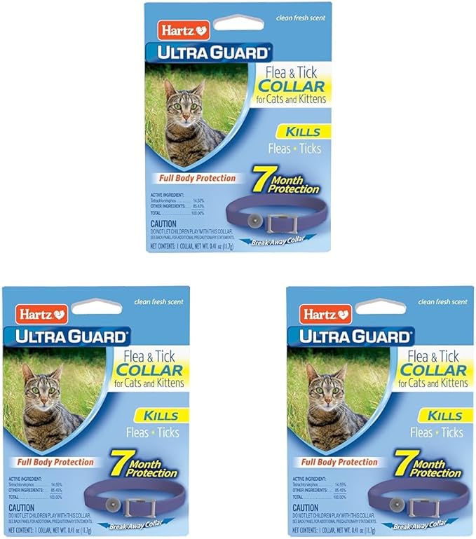 Hartz UltraGuard Purple Flea & Tick Collar for Cats and Kittens - 7 Month Protection (Pack of 3)