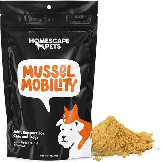 Homescape Pets Mussel Mobility - Green Lipped Mussel & Turmeric for Dogs - Hip & Joint Pain Relief Anti-Inflammatory Meal Topper Powder - Better Mobility, Less Stiffness and Aches - Vet Recommended