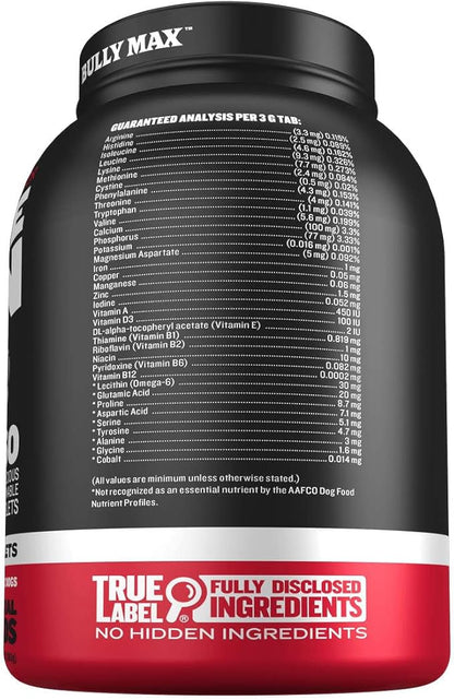 Bully Max 2-in-1 Muscle Builder Power Tabs for Puppies & Adult Dogs - Puppy & Dog Vitamins for Muscle Gain & Growth - Multivitamin Supplements for All Breeds & Ages - 30 Chewable Tablets