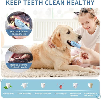 Dog Toothbrush, Cat ToothbrushTeeth Cleaning, The 2-Sided Design of The Dog Finger Toothbrush Conforms to ergonomicswith Comfortable Dog Tooth Brushing kit