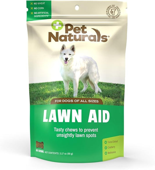 Pet Naturals Lawn Aid Dog Urine Neutralizer for Lawn - 60 Chicken-Flavored Chews - Healthy Dog Treats for PH Balance in Urine Maintain Green Grass and Support Bladder & Urinary Tract Health