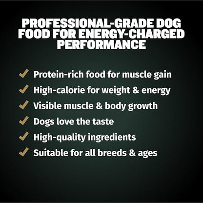 Bully Max Pro 2X High Calorie & High Protein Dry Dog Food for Puppy and Adult Dogs - Healthy Weight Gain & Muscle Building Support for Small & Large Breeds - Slow-Cooked, 600 Calories/Cup, 16 lbs