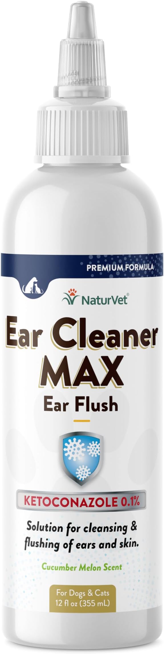 NaturVet Ear Cleaner MAX Ear Flush for Dogs & Cats 12 oz