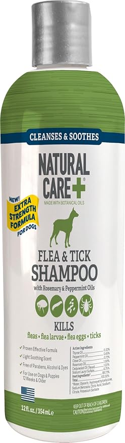 Flea and Tick Dog Shampoo - Flea & Tick Treatment for Dogs - Flea & Tick Killer with Certified Natural Oils - 12 Fluid Ounces