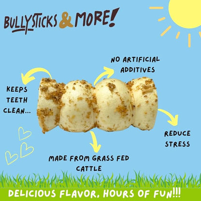 BULLYSTICKS & MORE 5-6" Beef Cheek Rolls for Dogs (Bully Bites Dusted - 3 Count) - Beef Cheek Bones for Dogs - Dog Parents Choice - Premium No Hide Rolls