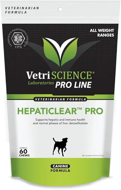 VetriScience Pro Hepaticlear Pro Liver Supplement for Dogs, 60 Chews