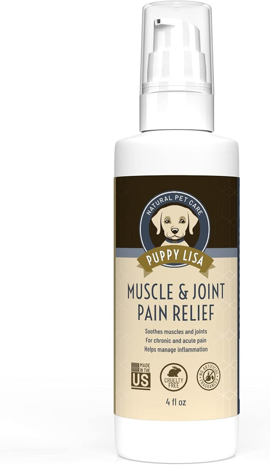 Muscle and Joint Pain Relief Cream for Dogs - Quick Absorption Liniment for pain relief for dogs - Made in USA with Natural Ingredients - for Acute and Chronic Arthritis Pain
