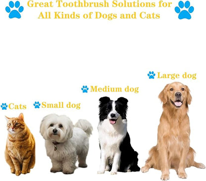 360 Round Dog Finger Toothbrush, Silicone Soft Bristle Dog Toothbrush for Teeth Cleaning,4 Pack Dog Tooth Brushing Kit for Small Medium Large Breed,Durable Toothbrush for Pet Dog Dental. (Blue/Yellow)