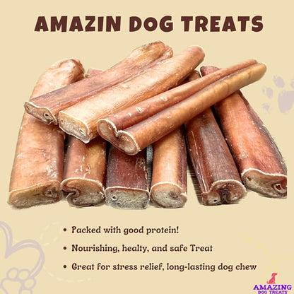 Amazing Dog Treats Bully Sticks 12 Inch [Extra Thick - 5 Pcs/Pck] -NO Hide Bones for Dogs - Safe Chews for Dogs - Long Lasting Bully Sticks for Dogs