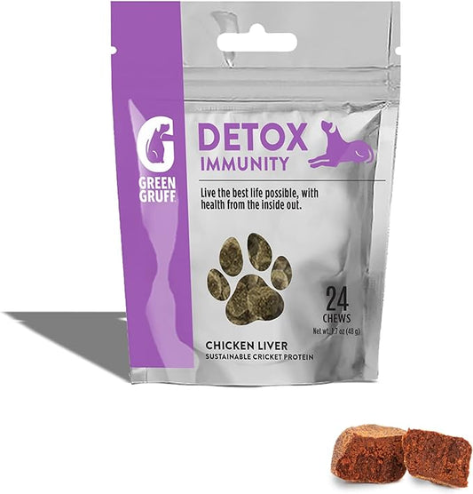 Green Gruff Detox Immunity Dog Probiotics for Digestive Health - Dog Allergy Relief & Immune Support for Dogs - Organic Dog Immune Supplement with Protein, Multivitamin & Omega 3 Fish Oil - 24 Chews