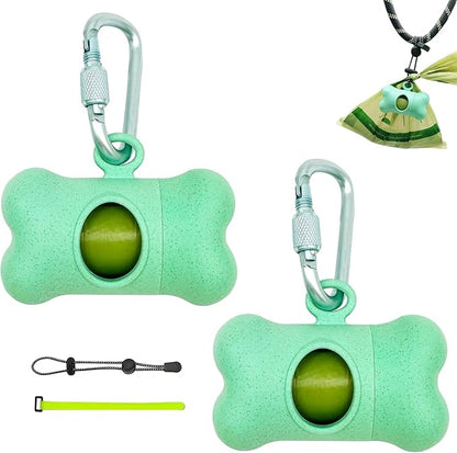 Bag Dispenser Dog Poop Bags Holder Dog Waste Bags Dispenser with Leak-Proof Green Poop Bags for Leash On The Go for Walking Dogs Outdoor(2 Holders 30 Bags,Mint Green)