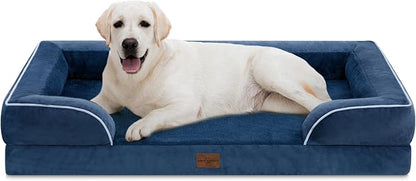 PV Washable Jumbo Dog Bed for Extra Large Dogs, Waterproof Orthopedic Dog Bed, Jumbo Breed Dog Bed Sofa with Removable Cover & Non-Slip Bottom(Jumbo,Navy Blue)