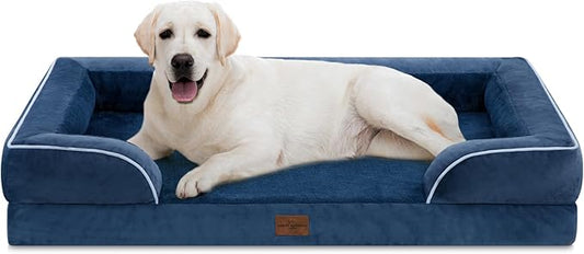 PV Washable Jumbo Dog Bed for Extra Large Dogs, Waterproof Orthopedic Dog Bed, Jumbo Breed Dog Bed Sofa with Removable Cover & Non-Slip Bottom(Jumbo,Navy Blue)