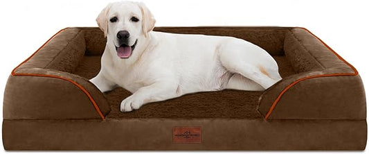 Orthopedic Jumbo Dog Bed for Extra Large Dogs, Jumbo Breed Waterproof Dog Bed, PV Washable Dog Sofa Bed with Removable Cover & Non-Slip Bottom(Jumbo,Chocolate Brown)