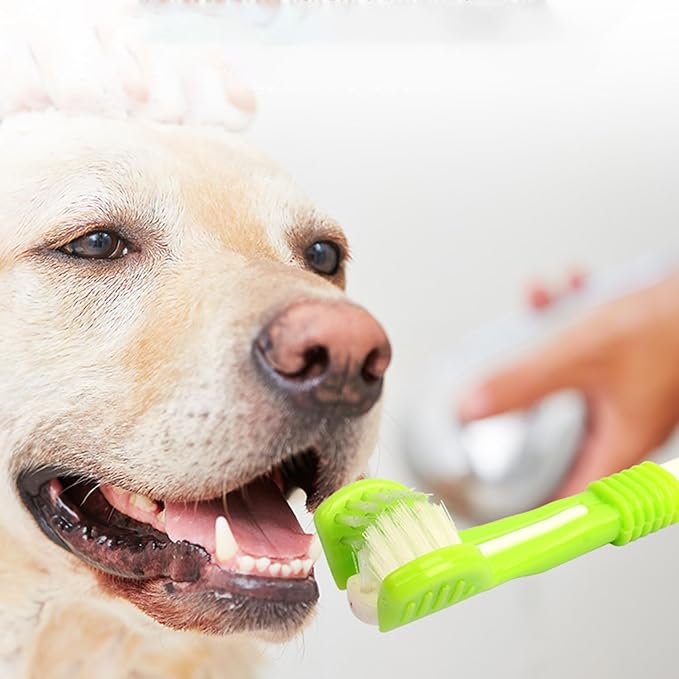 5PCS Dog Toothbrush Kit Cat Toothbrush Finger Toothbrushes Triple Head Dog Toothbrushes for Dogs, Cleaning Pet Brushes for Puppy Dogs Cat Dental Care