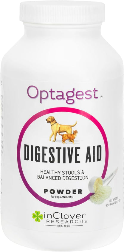 InClover Optagest Natural Digestive Aid, Organic Prebiotics & Enzymes Supplement Powder for Dogs and Cats - Promotes Healthy Stools, Less Gas, Optimal Nutrient Absorption, Intestinal Balance, 10.5oz
