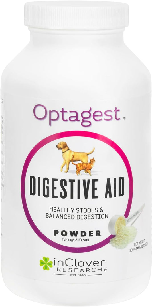 InClover Optagest Natural Digestive Aid, Organic Prebiotics & Enzymes Supplement Powder for Dogs and Cats - Promotes Healthy Stools, Less Gas, Optimal Nutrient Absorption, Intestinal Balance, 10.5oz