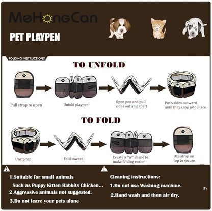Portable Pet Playpen,Foldable Dog Playpen for Dogs and Cats,Rabbits,Pet Exercise Pet Tents Indoor Outdoor Use (S(28.7" x 28.7" x 16"), Brown)