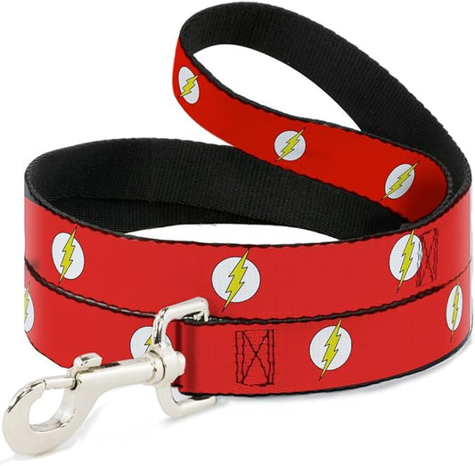 Buckle-Down Pet Leash - Flash Logo Red/White/Yellow - 4 Feet Long - 1/2" Wide
